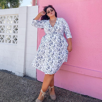 Wrap Dress - Passion au Jardin - L'Amour Bleu