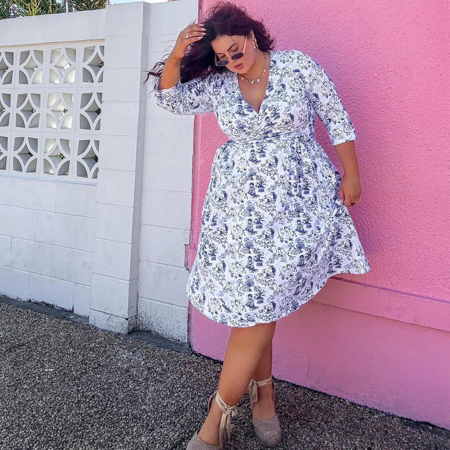 Wrap Dress - Passion au Jardin - L'Amour Bleu