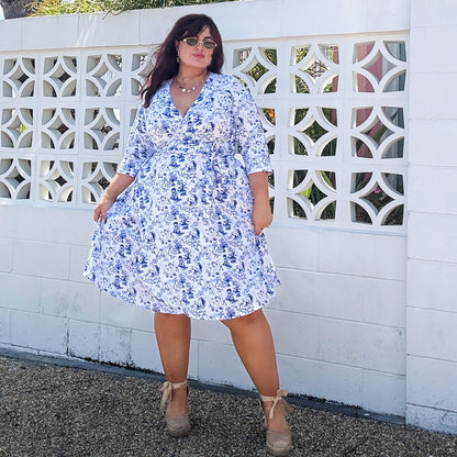 Wrap Dress - Passion au Jardin - L'Amour Bleu