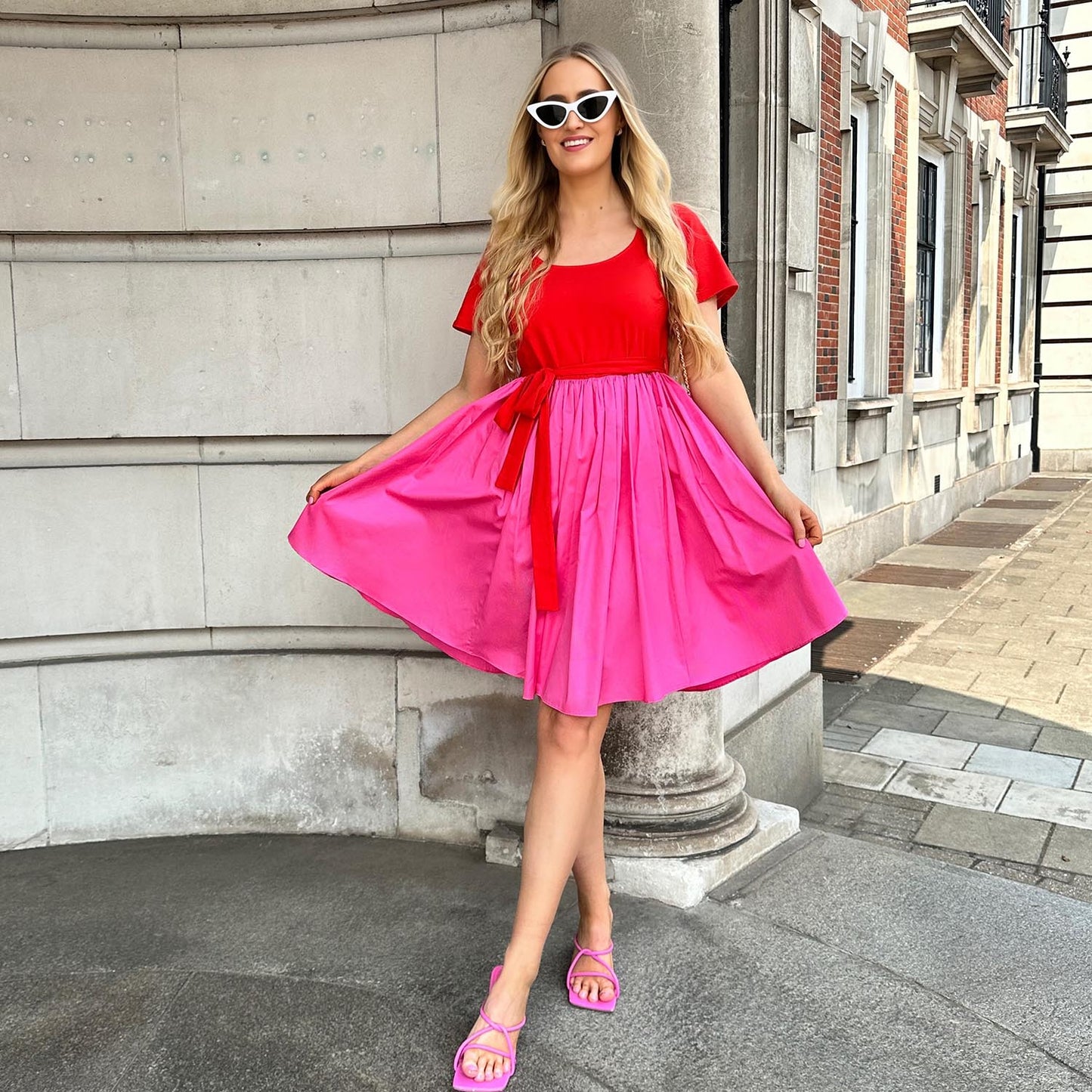 Poplin Tee Dress - Sangria/Pink Lady