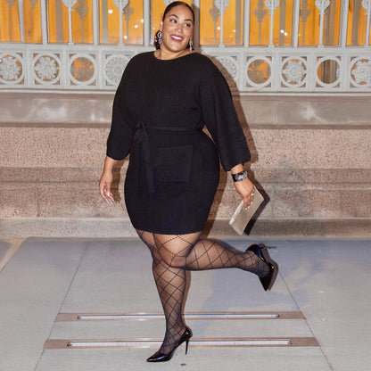 Mini Knitted Cocoon Dress - Black