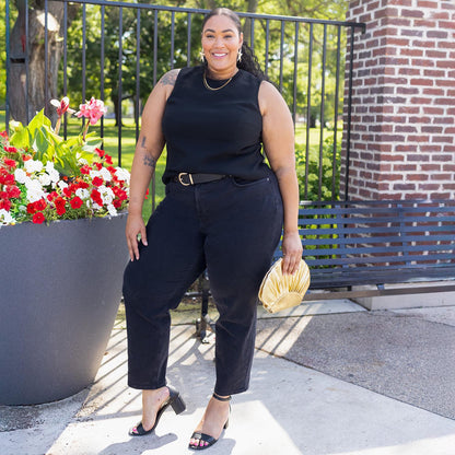 Organic Mom Jeans - Black Sea