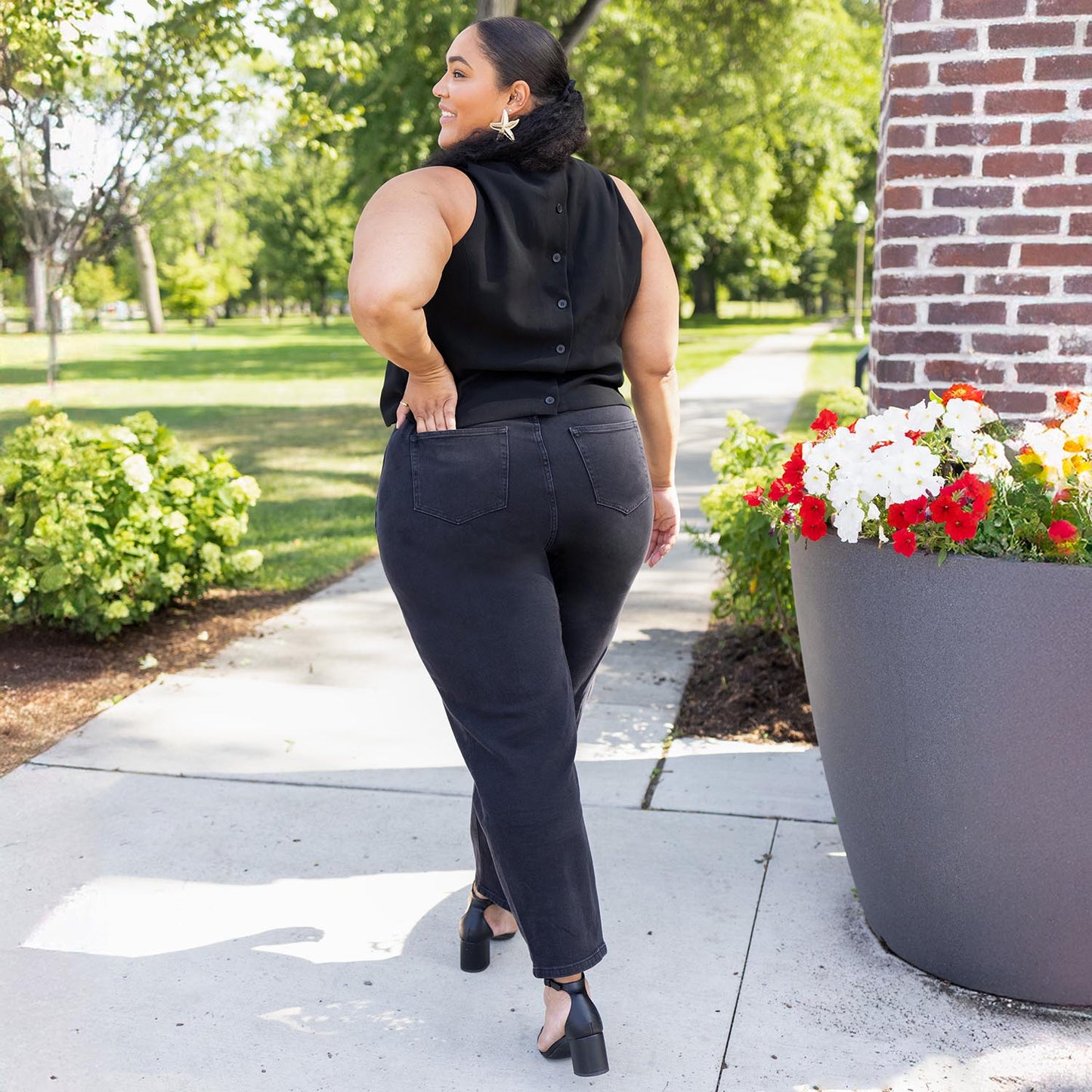 Organic Mom Jeans - Black Sea