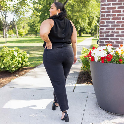 Organic Mom Jeans - Black Sea