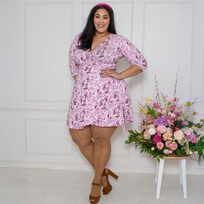 Mini Wrap Dress - Passion au Jardin - L'Amour Rose