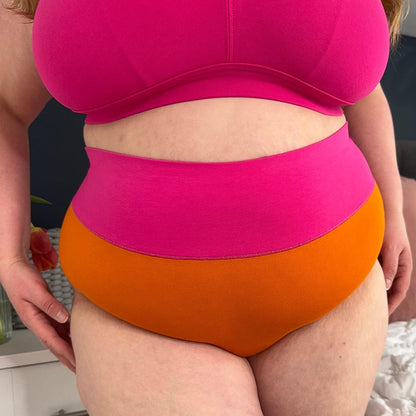 Organic Cotton Full Brief Duo Knickers - Papaya & Barbara