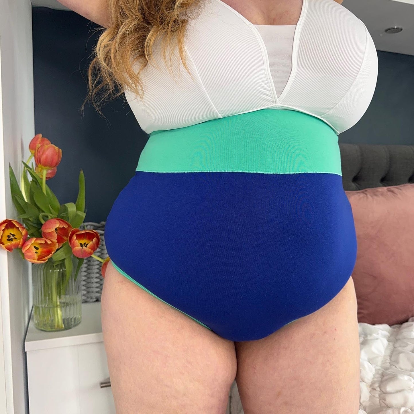 Organic Cotton Super High Waist Duo Knickers - Arabesque & Mint