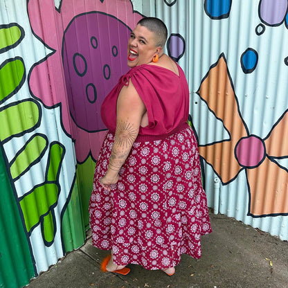 Broderie Anglaise Midi Dress - Blood Red