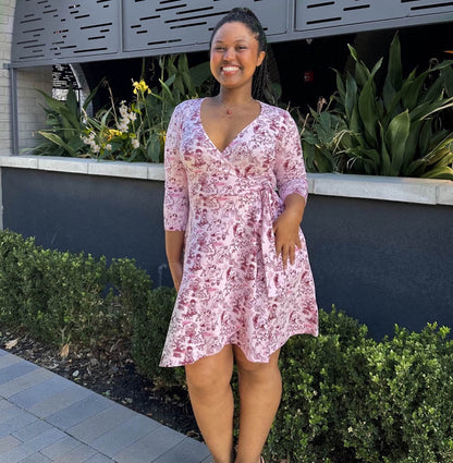 Mini Wrap Dress - Passion au Jardin - L'Amour Rose