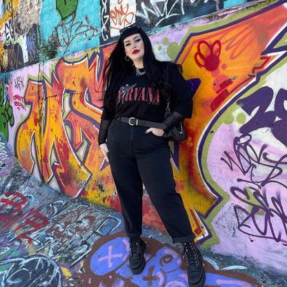 Organic Mom Jeans - Black Sea