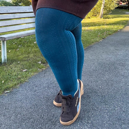 Grannies Cable Knit Wool Tights V2 - Bone China