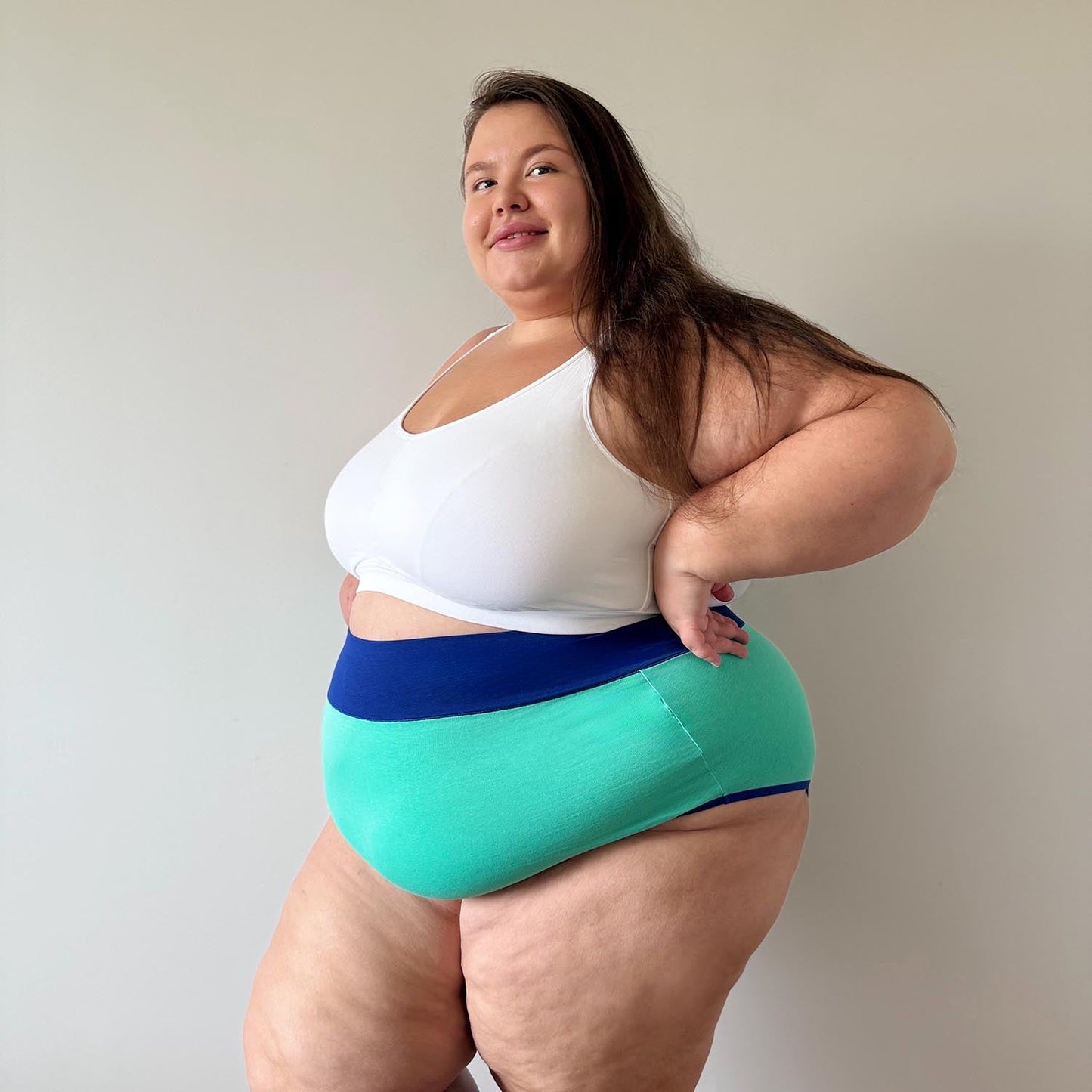 Organic Cotton Super High Waist Duo Knickers - Mint & Arabesque