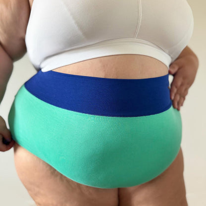 Organic Cotton Super High Waist Duo Knickers - Mint & Arabesque