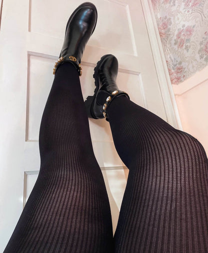 Ionic Ribbed Tights - Black