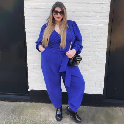 Ottoman Long Sleeve Wrap Jumpsuit - Aretha