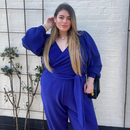 Ottoman Long Sleeve Wrap Jumpsuit - Aretha