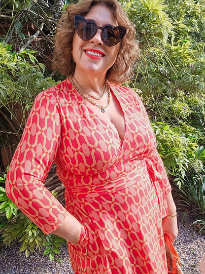 Wrap Dress - Red City