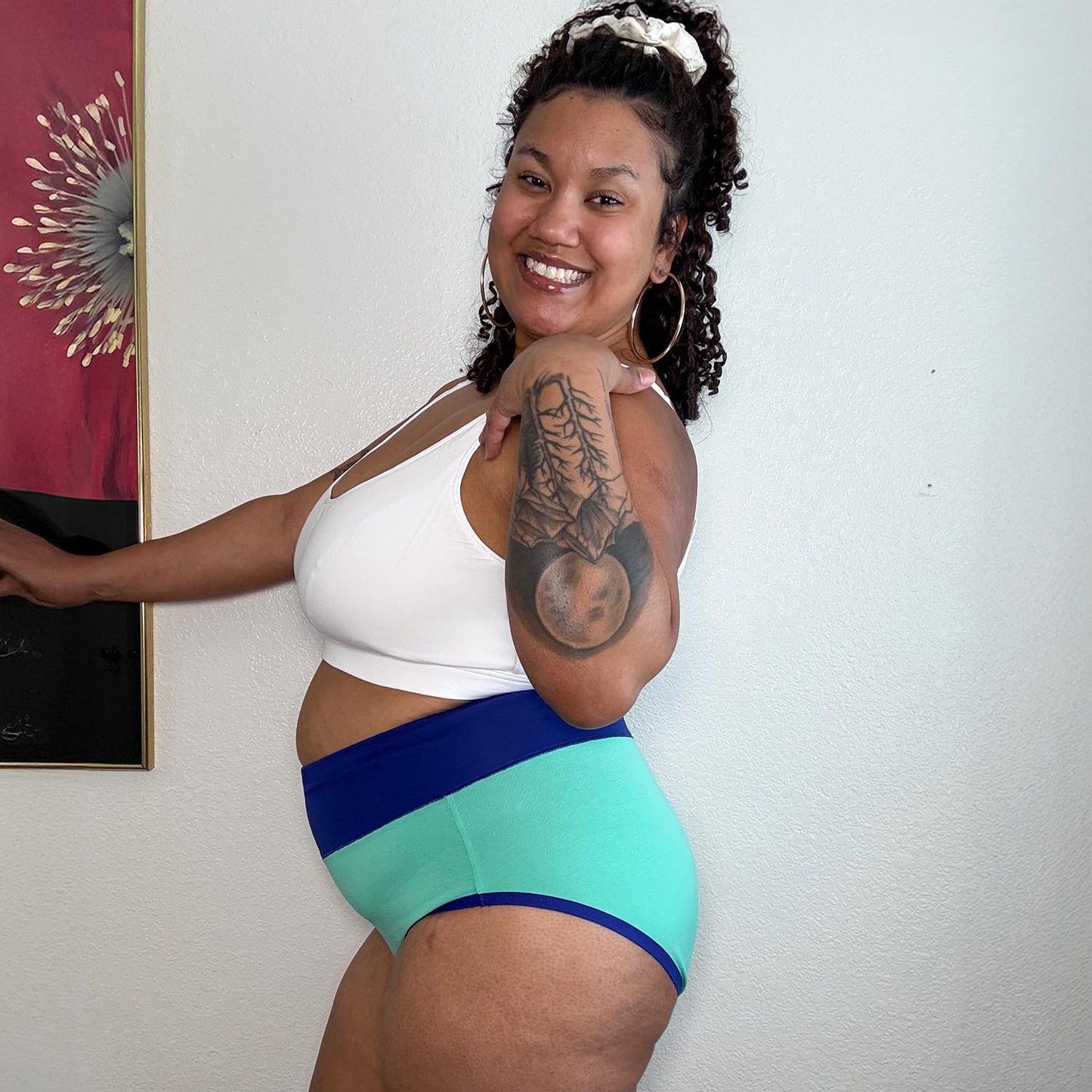 Organic Cotton Full Brief Duo Knickers - Mint & Arabesque