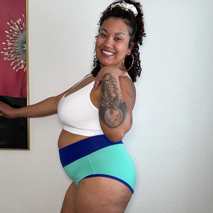 Organic Cotton Full Brief Duo Knickers - Mint & Arabesque