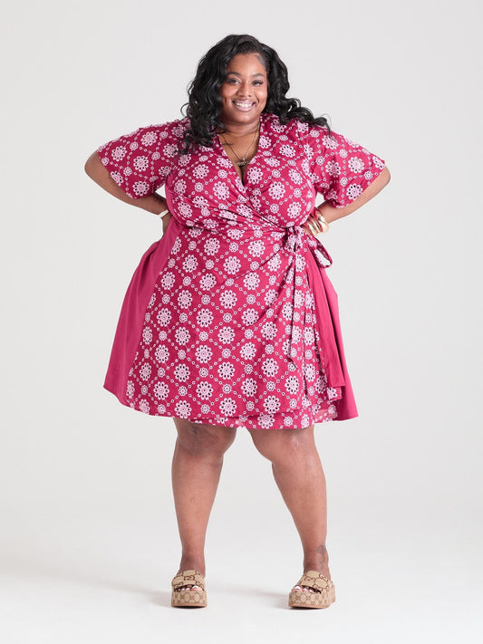 Broderie Anglaise Wrap Dress - Blood Red