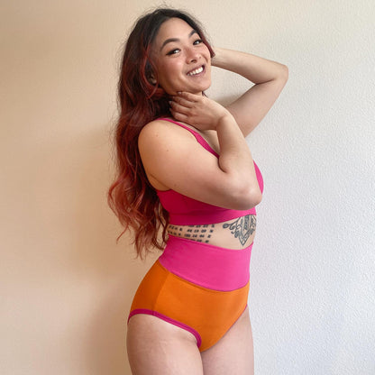 Organic Cotton Full Brief Duo Knickers - Papaya & Barbara
