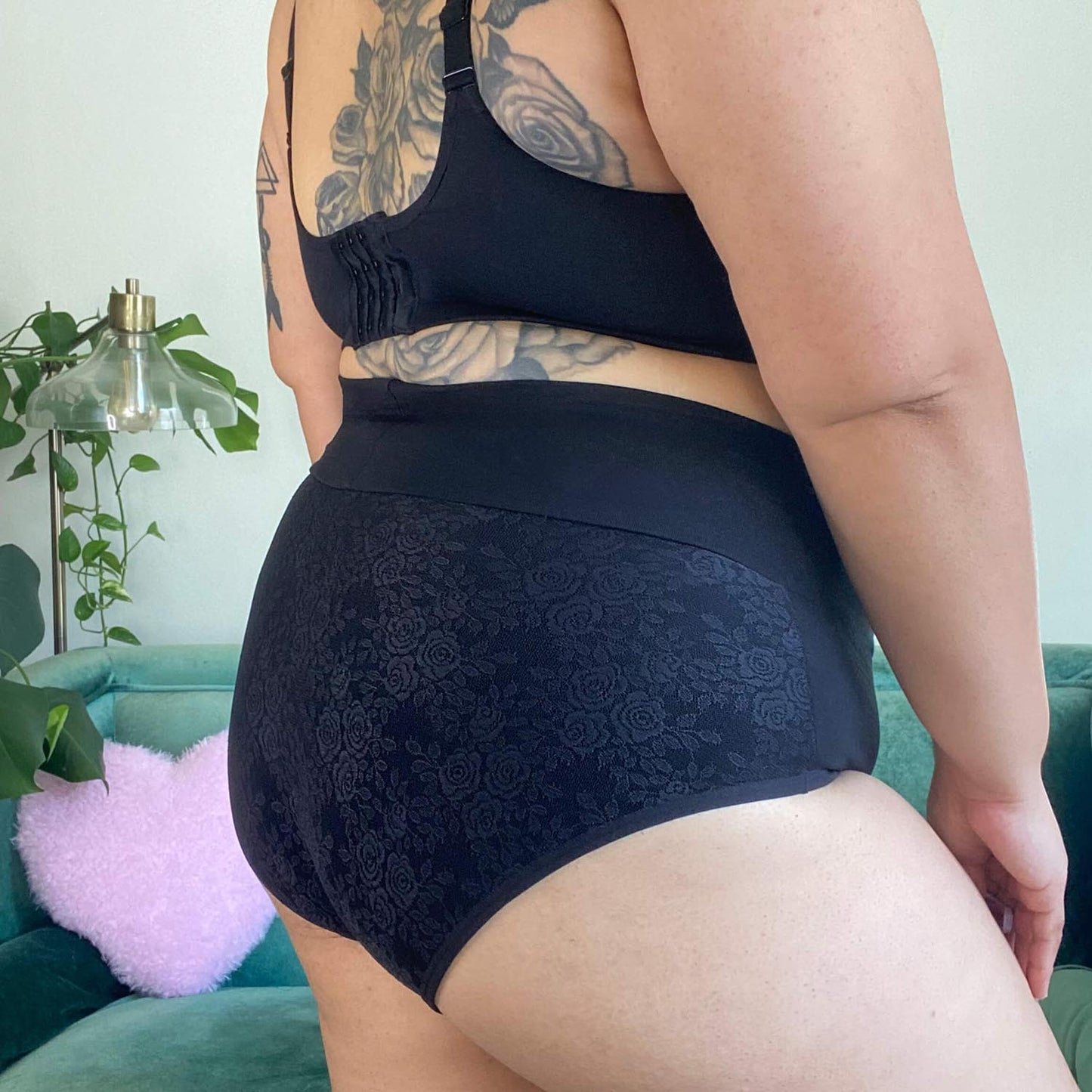 Organic Cotton Lacey Super High Waist Knickers