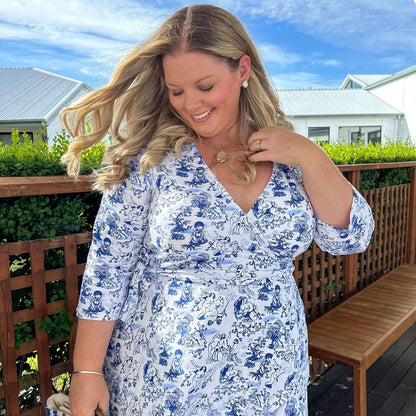 Mini Wrap Dress - Passion au Jardin - L'Amour Bleu