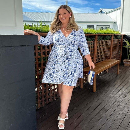 Mini Wrap Dress - Passion au Jardin - L'Amour Bleu