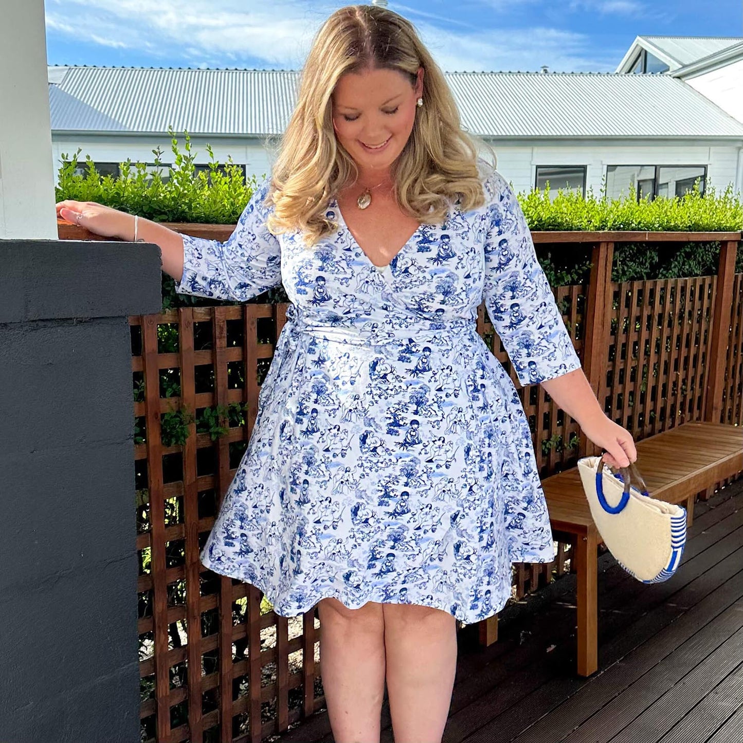 Mini Wrap Dress - Passion au Jardin - L'Amour Bleu
