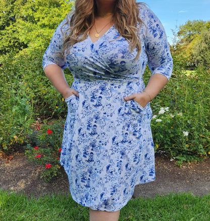 Wrap Dress - Passion au Jardin - L'Amour Bleu