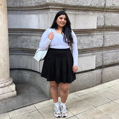 Petal Pleated Skirt - Black