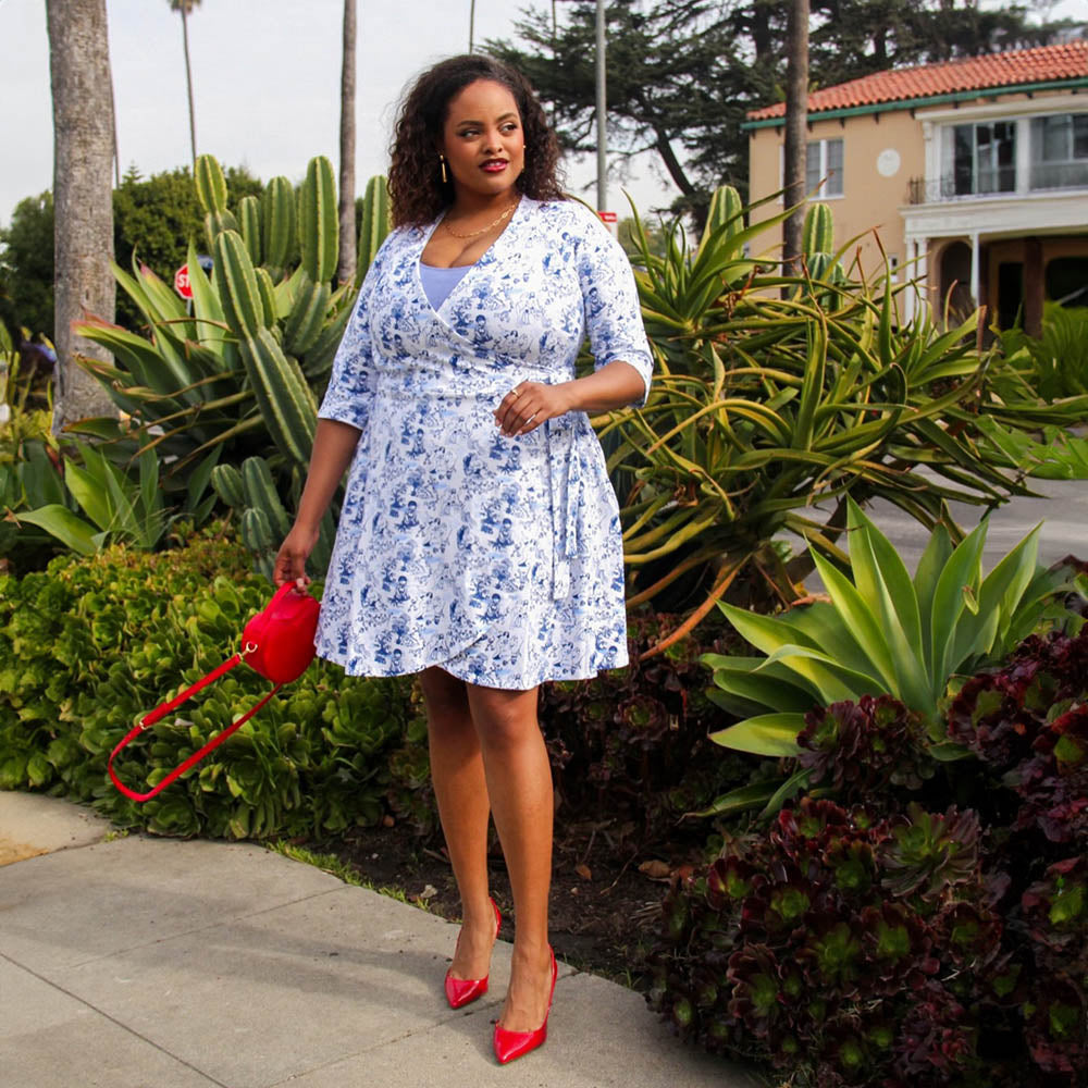 Mini Wrap Dress - Passion au Jardin - L'Amour Bleu