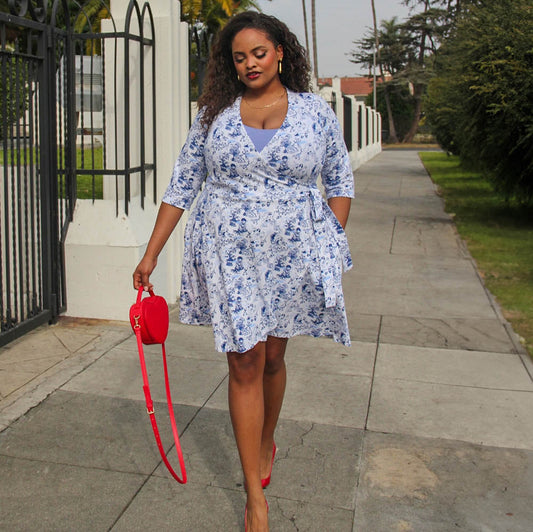 Mini Wrap Dress - Passion au Jardin - L'Amour Bleu