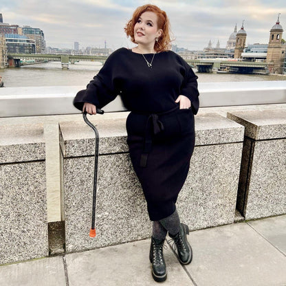 Midi Knitted Cocoon Dress - Black