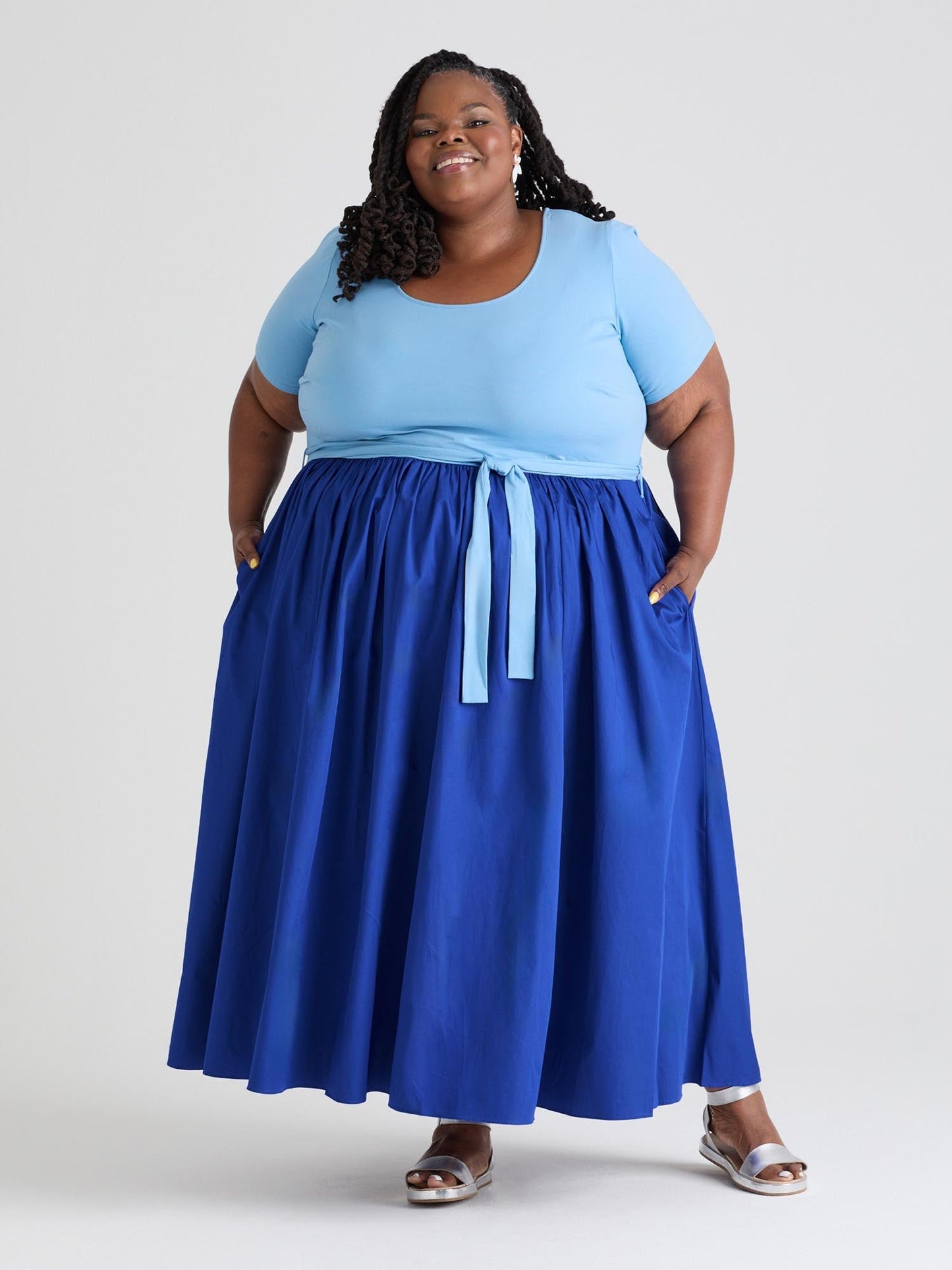 Midaxi Tee Poplin Dress - Duo Blue