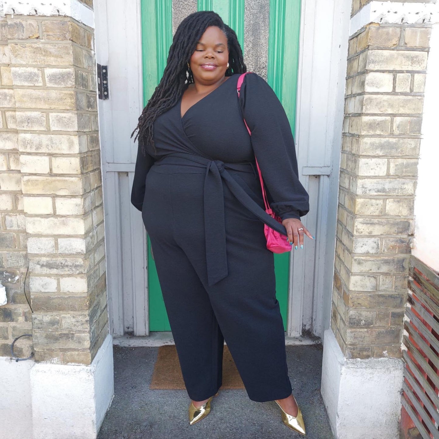 Ottoman Long Sleeve Wrap Jumpsuit - Black