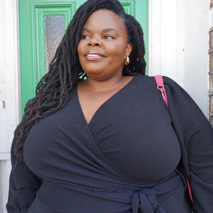 Ottoman Long Sleeve Wrap Jumpsuit - Black