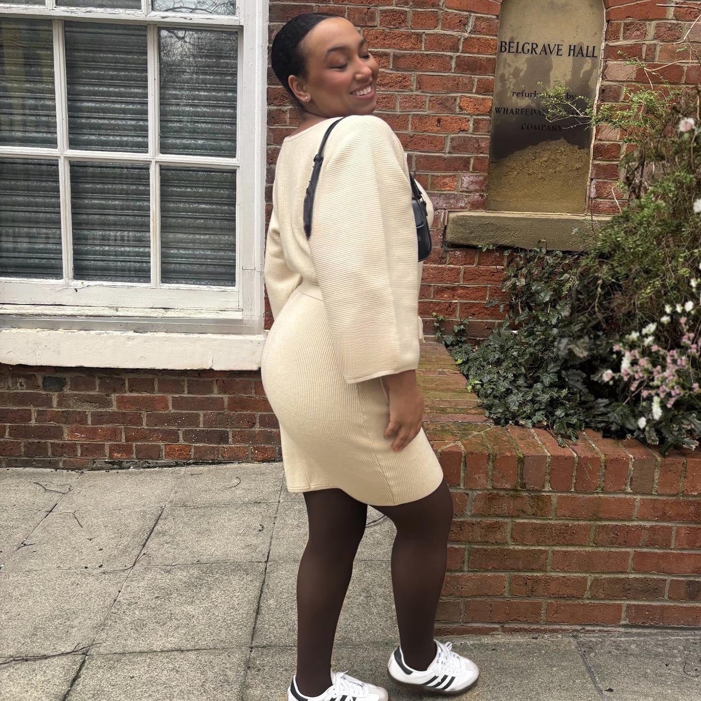 Mini Knitted Cocoon Dress - Oatmeal