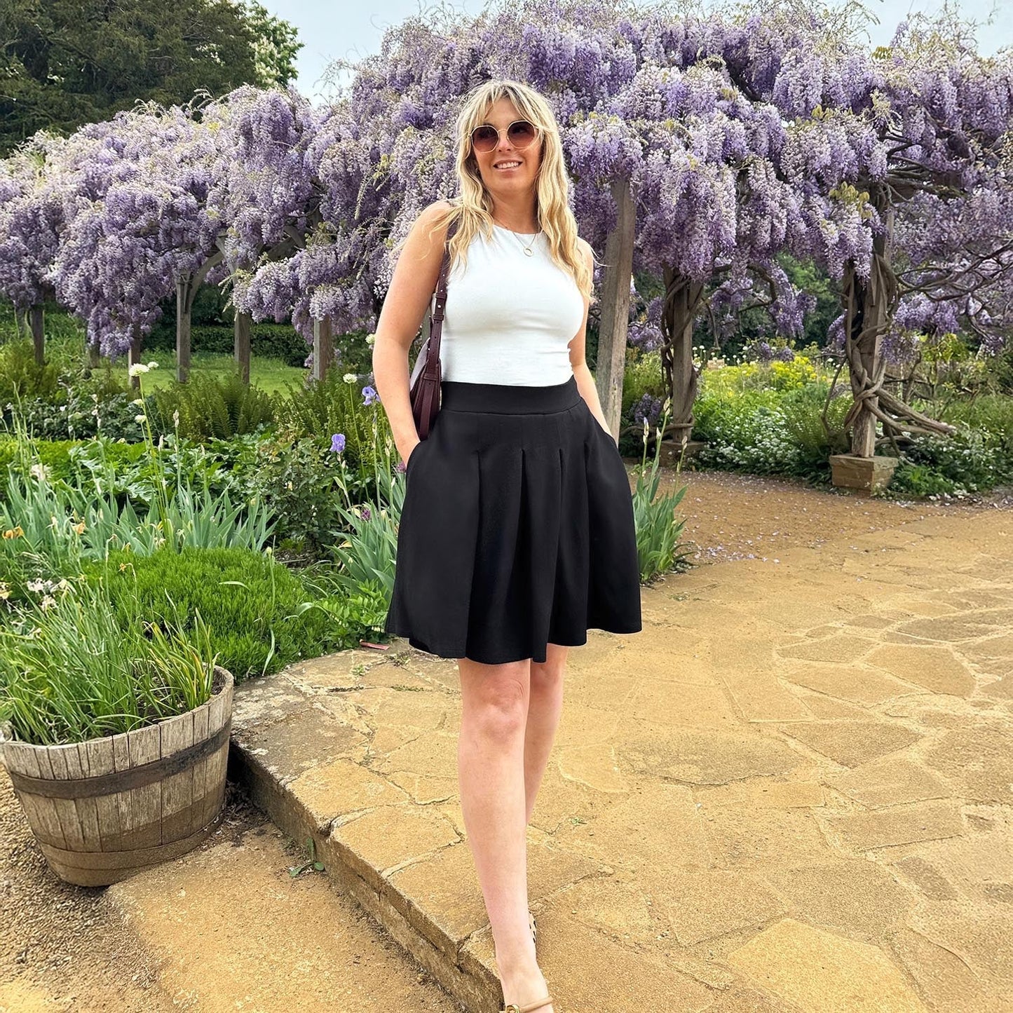 Petal Pleated Skort - Black