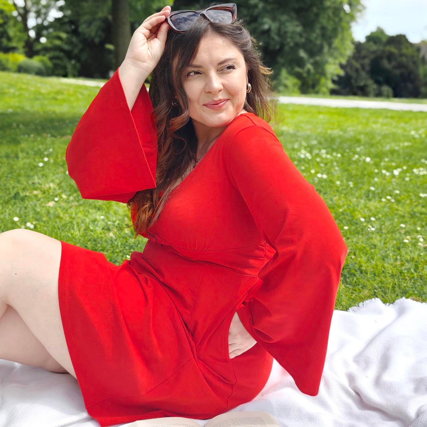 Bell Sleeve Mini Dress - Sangria