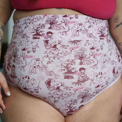 Organic Cotton Super High Waist Knickers - Passion au Jardin - L'Amour Rose