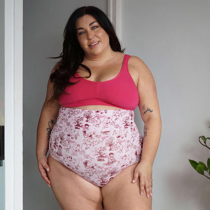 Organic Cotton Super High Waist Knickers - Passion au Jardin - L'Amour Rose