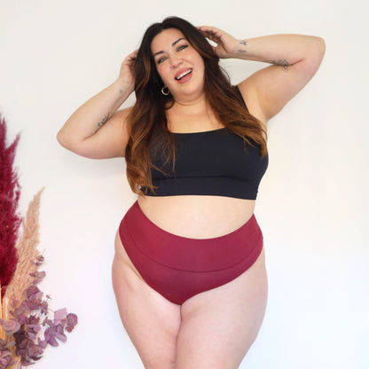 Organic Cotton Cheeky High Leg Knickers -  Blood Red