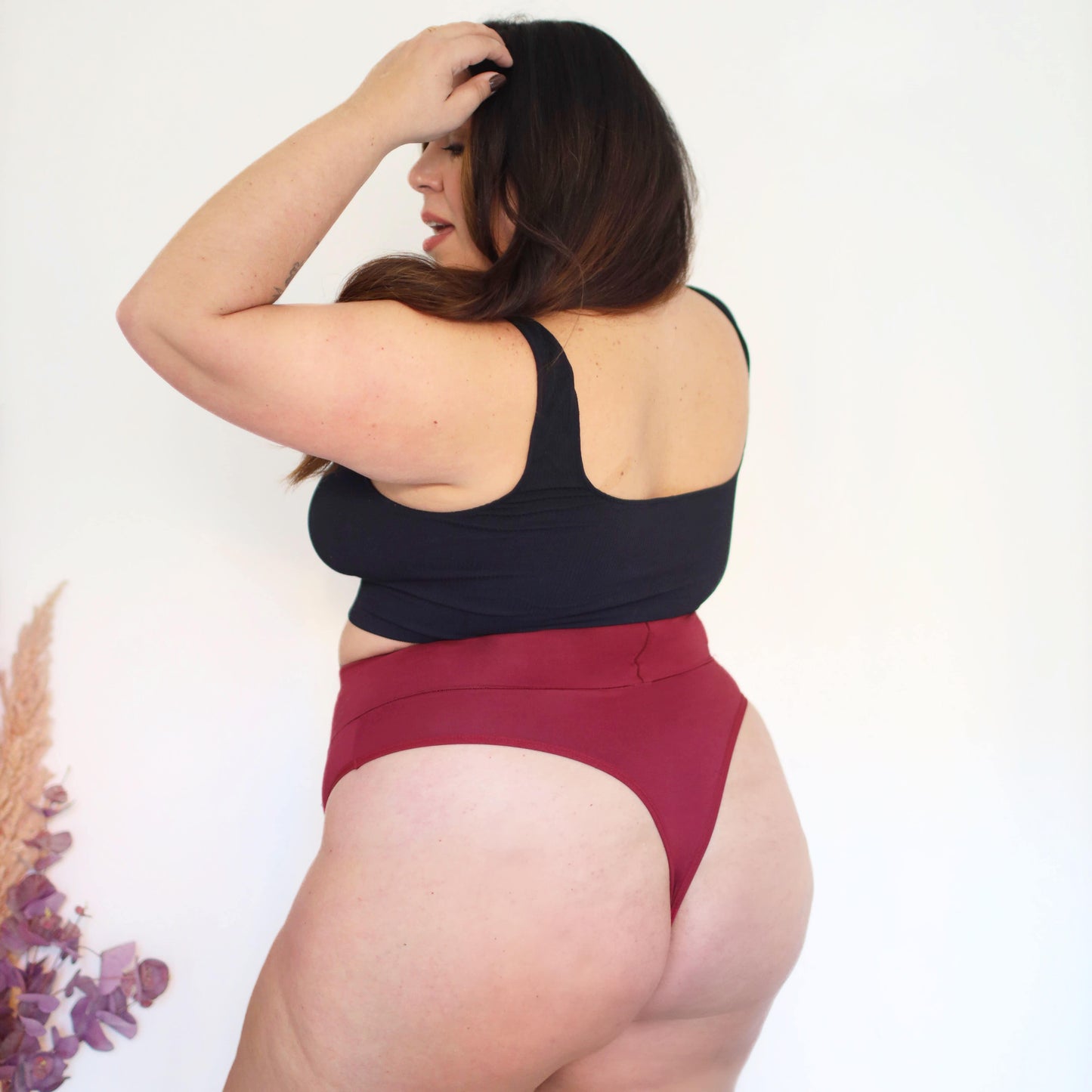 Organic Cotton Cheeky High Leg Knickers -  Blood Red