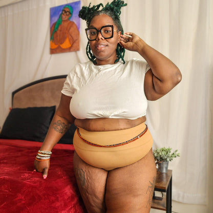 Organic Cotton Cheeky High Leg Knickers - Caramel