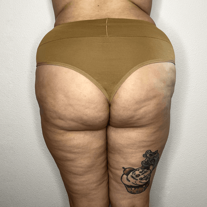 Organic Cotton Cheeky High Leg Knickers - Caramel