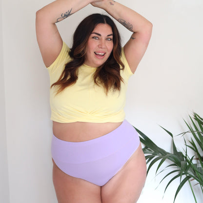 Organic Cotton Cheeky High Leg Knickers - Cassis de Violet