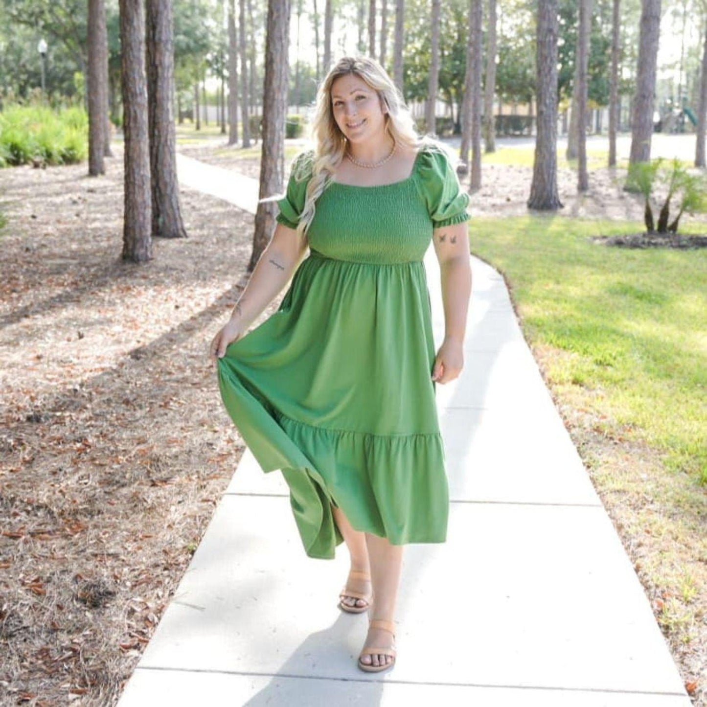 Shirred Midi Dress - Meadow