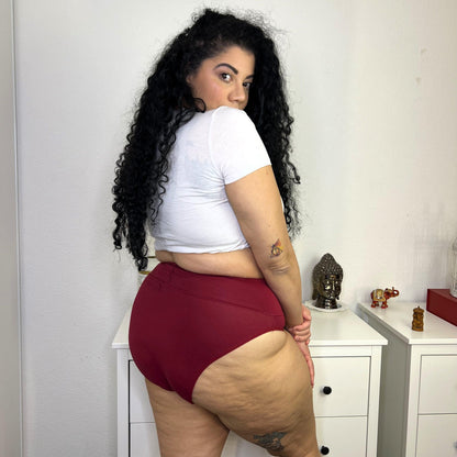 Organic Cotton Super High Leg Knickers - Blood red