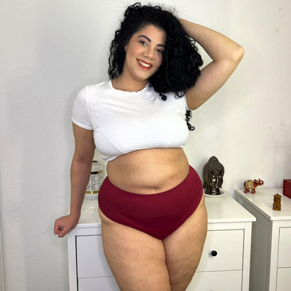 Organic Cotton Super High Leg Knickers - Blood red